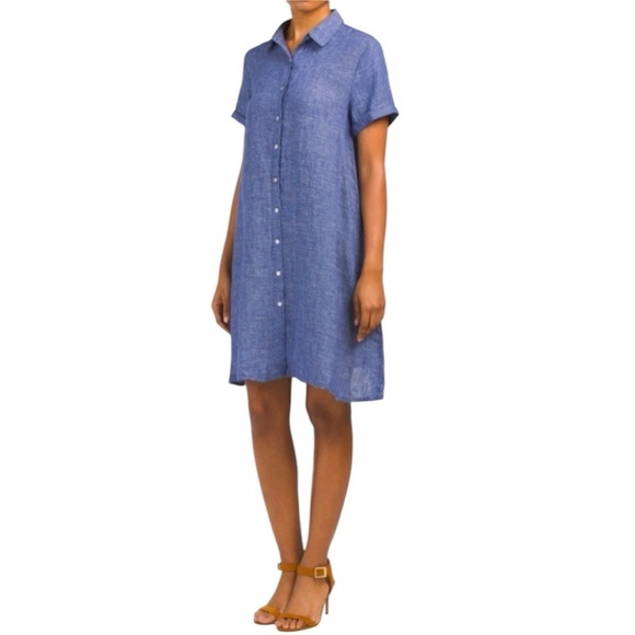 Tahari 100% Linen Shirt Dress - Picture 1 of 14